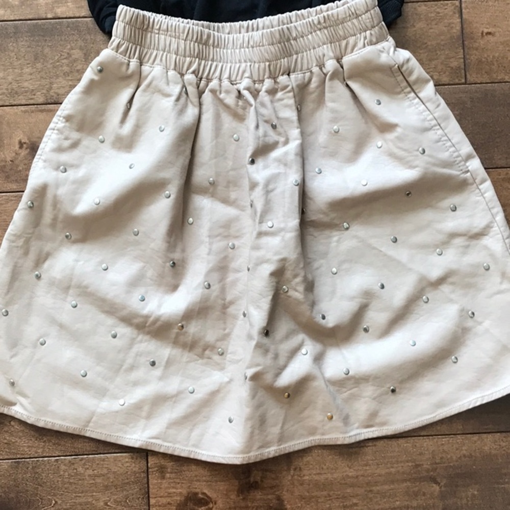 Vegan Leather Stud Skirt-Pink-Size 4
